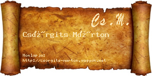 Csörgits Márton névjegykártya
